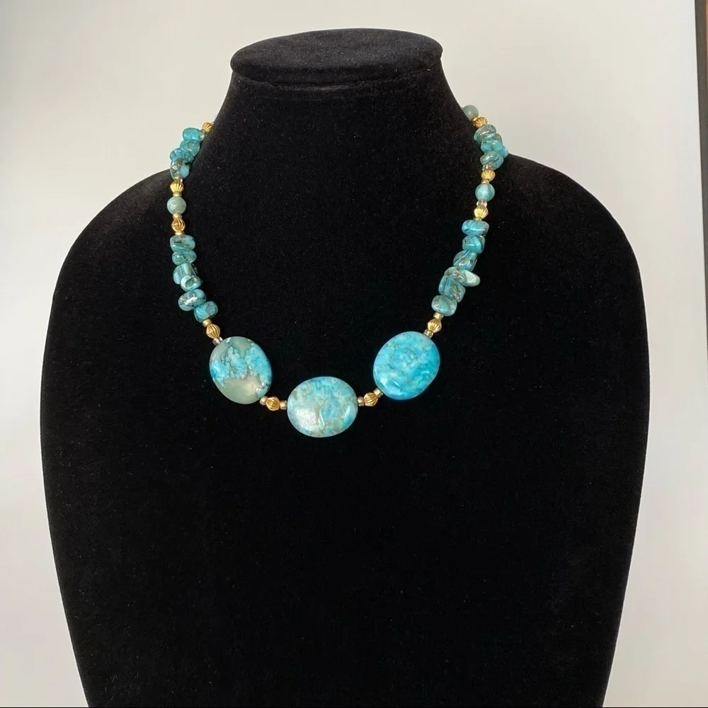Necklace Vintage Artisan Faux Turquoise Southwestern Native Design 19”